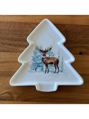 COOKSMART England Christmas Theme Spoon Rest Tree Shape 3D Deer Design Whimsical